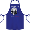 Trust Me I'm a Doctor Skull Gothic Skeleton Cotton Apron 100% Organic Royal Blue