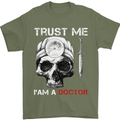 Trust Me I'm a Doctor Skull Gothic Skeleton Mens T-Shirt Cotton Gildan Military Green