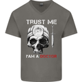 Trust Me I'm a Doctor Skull Gothic Skeleton Mens V-Neck Cotton T-Shirt Charcoal