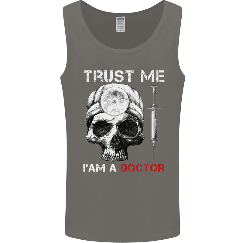 Trust Me I'm a Doctor Skull Gothic Skeleton Mens Vest Tank Top Charcoal