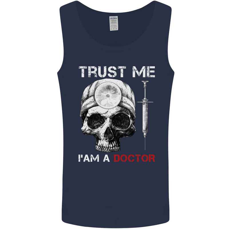 Trust Me I'm a Doctor Skull Gothic Skeleton Mens Vest Tank Top Navy Blue