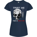 Trust Me I'm a Doctor Skull Gothic Skeleton Womens Petite Cut T-Shirt Navy Blue
