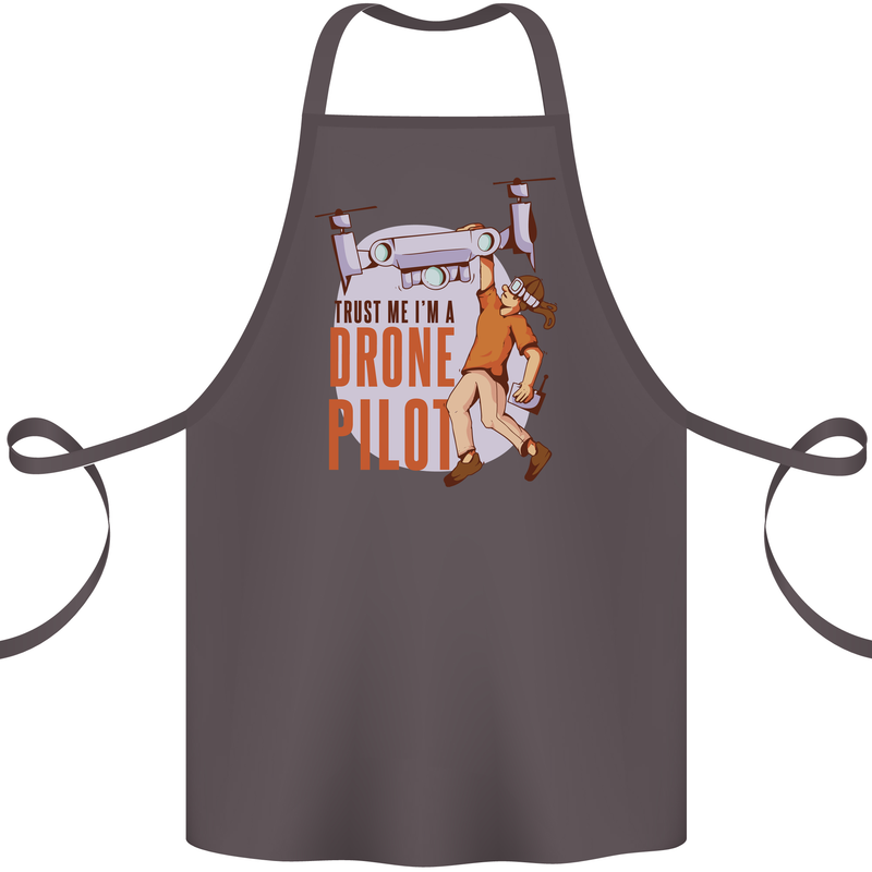 Trust Me I'm a Drone Pilot Cotton Apron 100% Organic Dark Grey