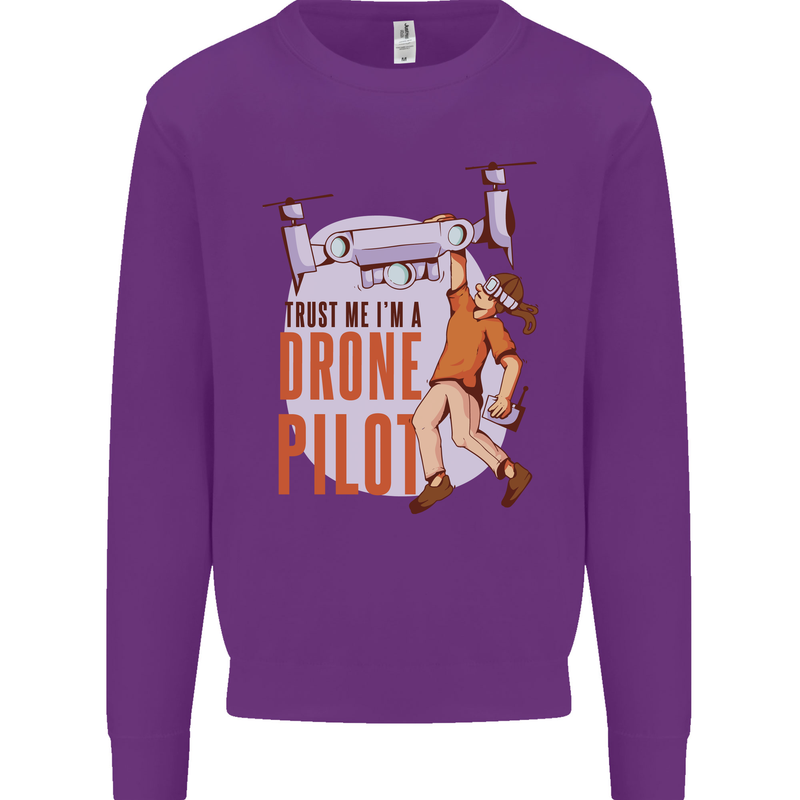 Trust Me I'm a Drone Pilot Kids Sweatshirt Jumper Purple