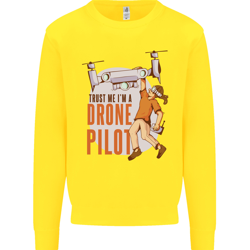 Trust Me I'm a Drone Pilot Kids Sweatshirt Jumper Yellow
