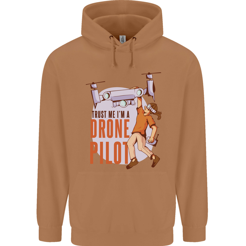 Trust Me I'm a Drone Pilot Mens 80% Cotton Hoodie Caramel Latte