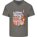 Trust Me I'm a Drone Pilot Mens V-Neck Cotton T-Shirt Charcoal