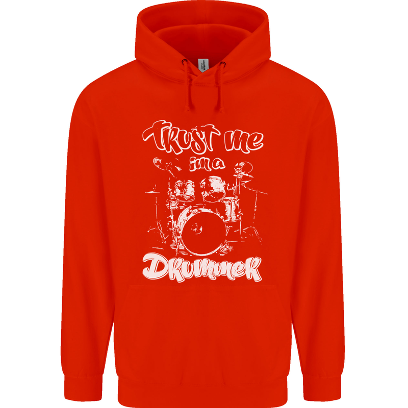 Trust Me I'm a Drummer Funny Drumming Drum Childrens Kids Hoodie Bright Red