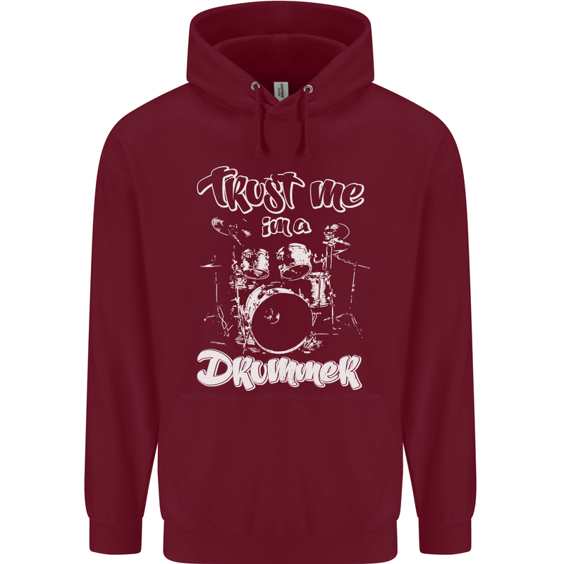 Trust Me I'm a Drummer Funny Drumming Drum Childrens Kids Hoodie Maroon