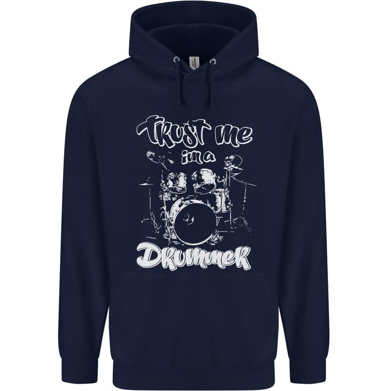 Trust Me I'm a Drummer Funny Drumming Drum Childrens Kids Hoodie Navy Blue