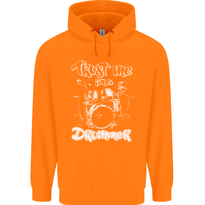 Trust Me I'm a Drummer Funny Drumming Drum Childrens Kids Hoodie Orange