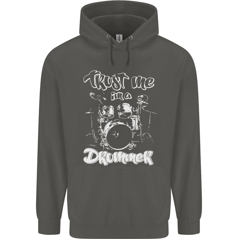 Trust Me I'm a Drummer Funny Drumming Drum Childrens Kids Hoodie Storm Grey