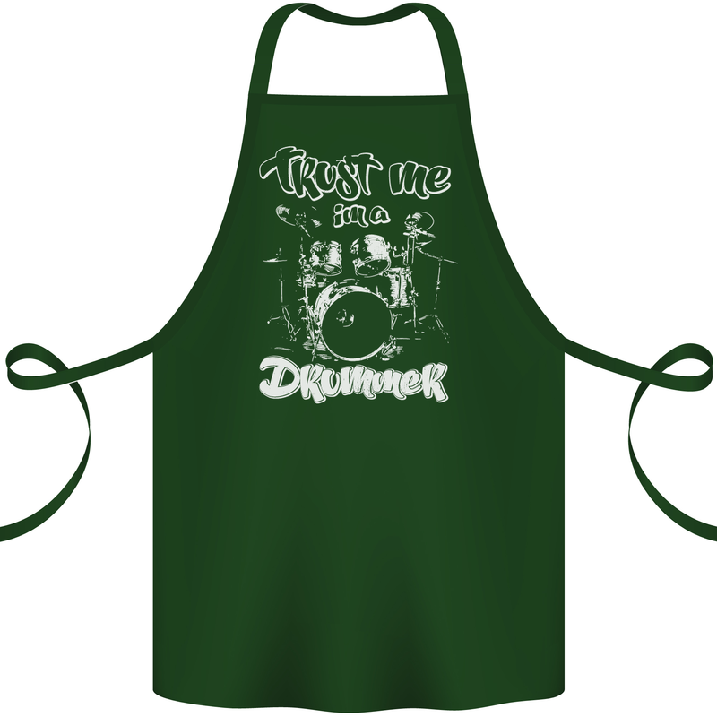 Trust Me I'm a Drummer Funny Drumming Drum Cotton Apron 100% Organic Forest Green