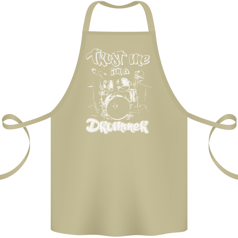 Trust Me I'm a Drummer Funny Drumming Drum Cotton Apron 100% Organic Khaki