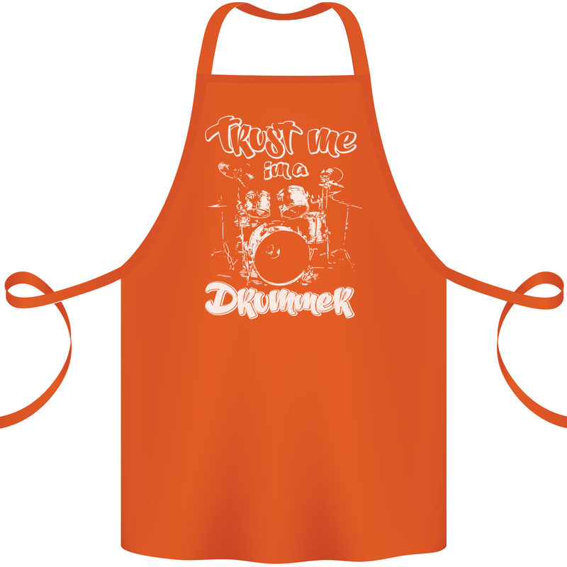 Trust Me I'm a Drummer Funny Drumming Drum Cotton Apron 100% Organic Orange