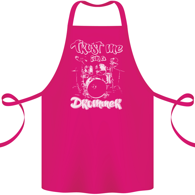 Trust Me I'm a Drummer Funny Drumming Drum Cotton Apron 100% Organic Pink