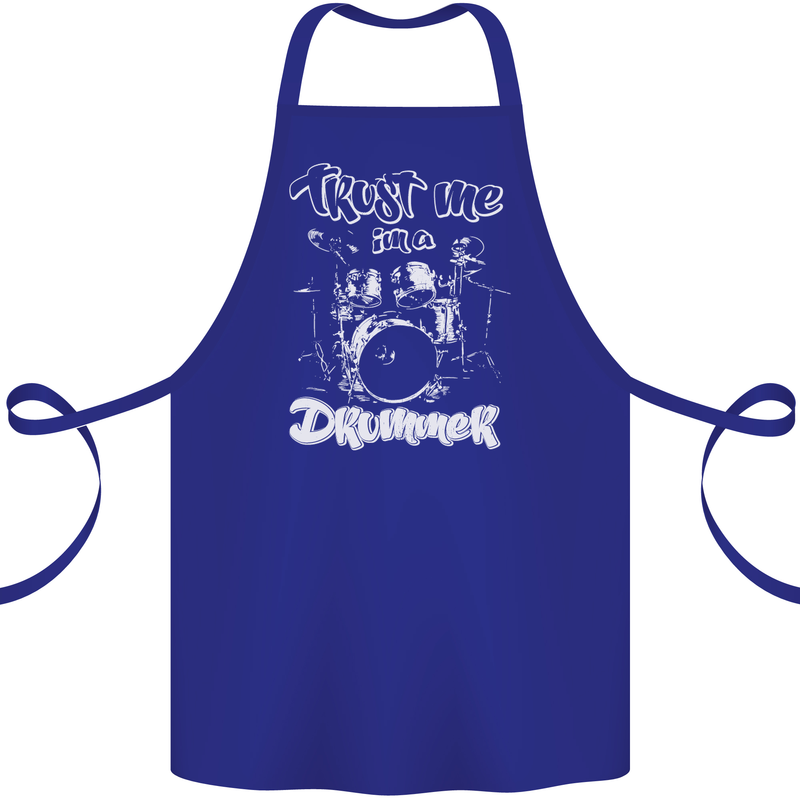 Trust Me I'm a Drummer Funny Drumming Drum Cotton Apron 100% Organic Royal Blue