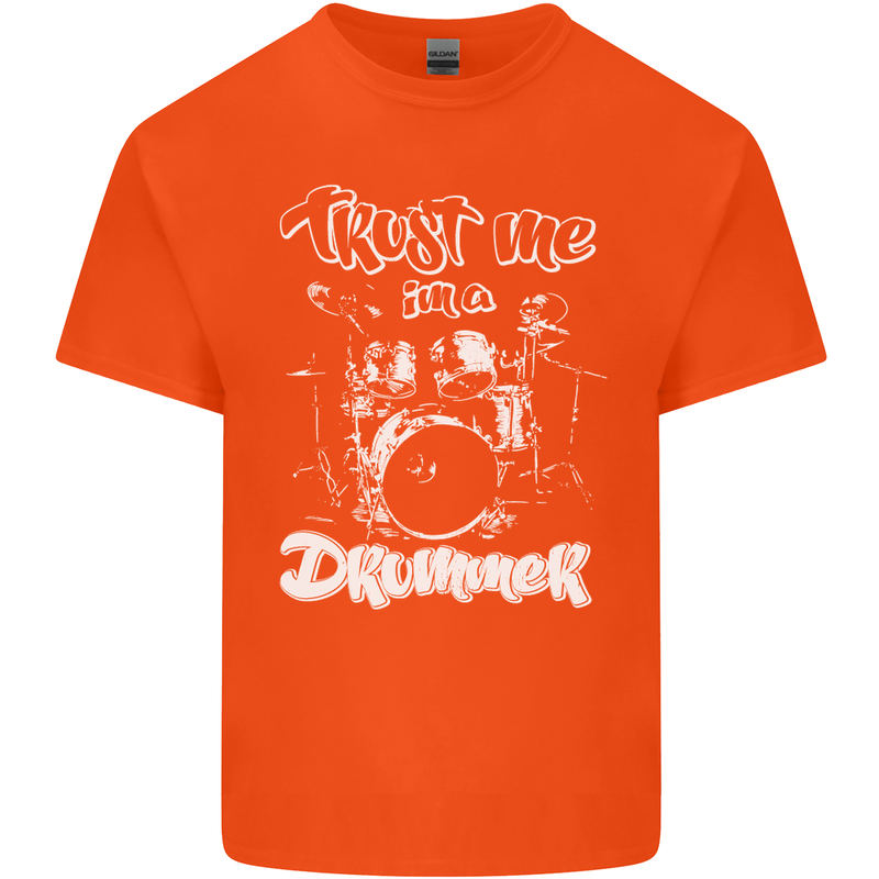 Trust Me I'm a Drummer Funny Drumming Drum Mens Cotton T-Shirt Tee Top Orange