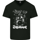 Trust Me I'm a Drummer Funny Drumming Drum Mens V-Neck Cotton T-Shirt Black