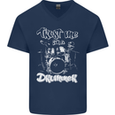 Trust Me I'm a Drummer Funny Drumming Drum Mens V-Neck Cotton T-Shirt Navy Blue