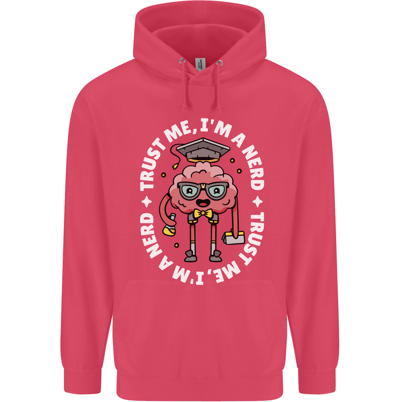 Trust Me I'm a Nerd Geek Graduate Brainy Childrens Kids Hoodie Heliconia