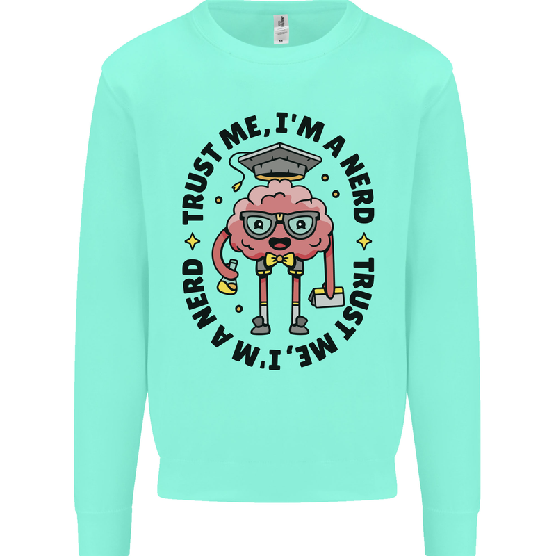 Trust Me I'm a Nerd Geek Graduate Brainy Kids Sweatshirt Jumper Peppermint