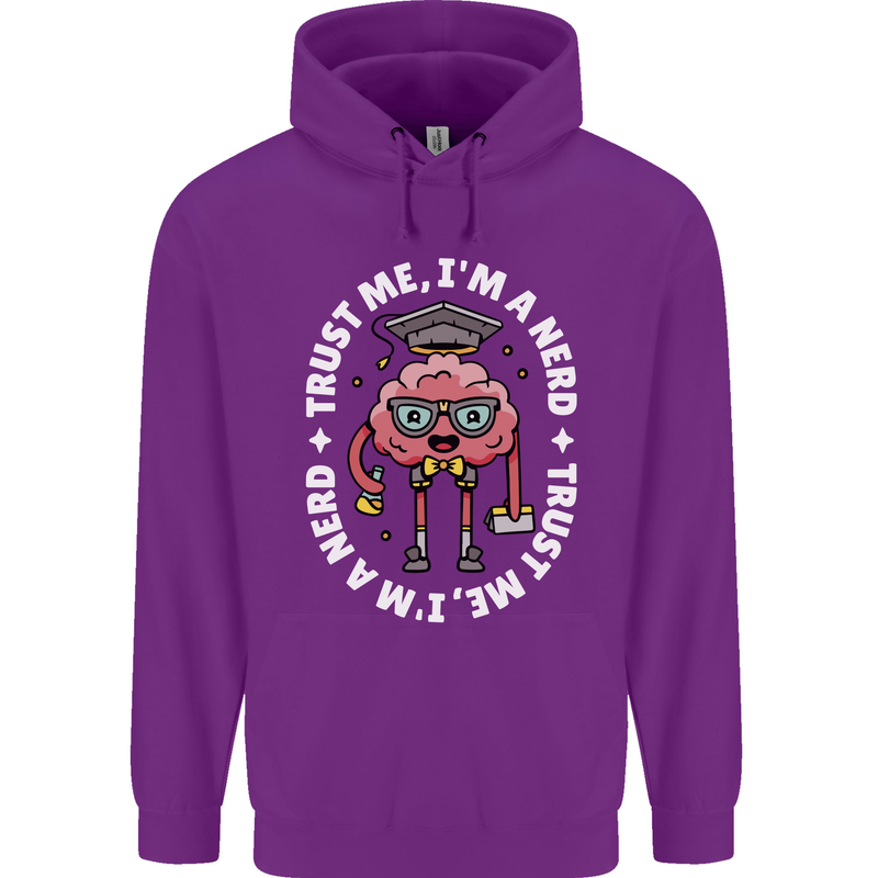 Trust Me I'm a Nerd Geek Graduate Brainy Mens 80% Cotton Hoodie Purple