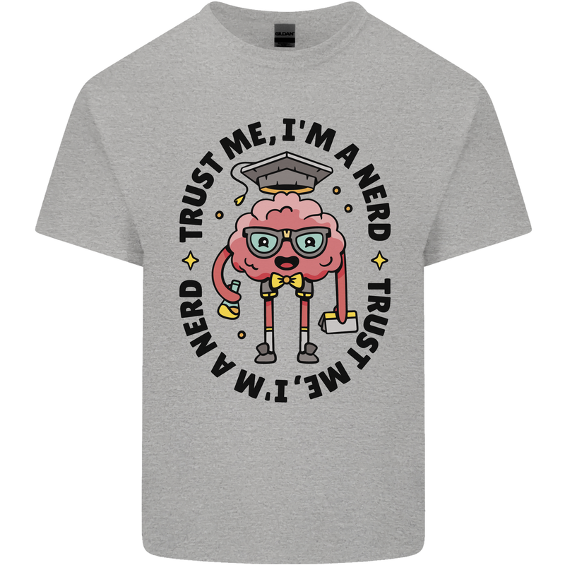 Trust Me I'm a Nerd Geek Graduate Brainy Mens Cotton T-Shirt Tee Top Sports Grey