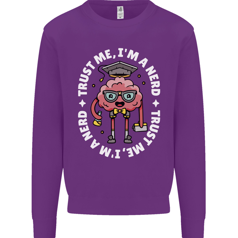 Trust Me I'm a Nerd Geek Graduate Brainy Mens Sweatshirt Jumper Purple