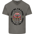 Trust Me I'm a Nerd Geek Graduate Brainy Mens V-Neck Cotton T-Shirt Charcoal