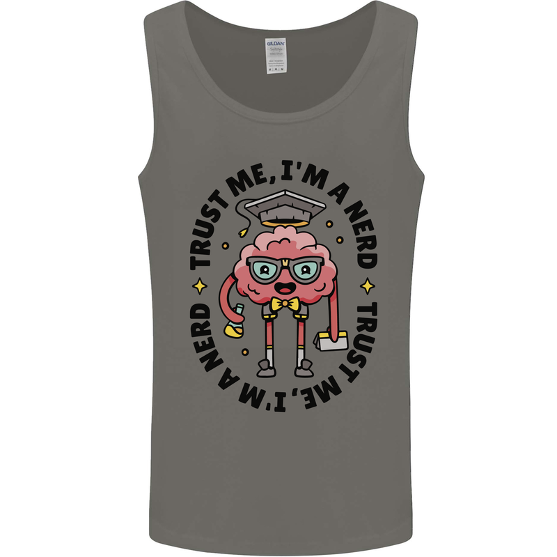 Trust Me I'm a Nerd Geek Graduate Brainy Mens Vest Tank Top Charcoal
