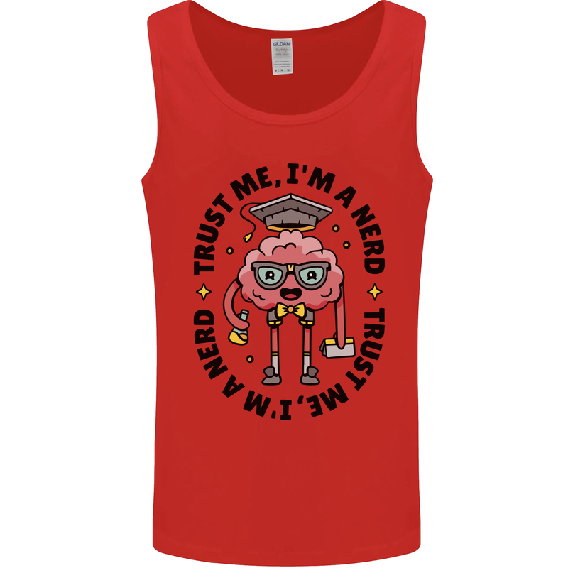 Trust Me I'm a Nerd Geek Graduate Brainy Mens Vest Tank Top Red