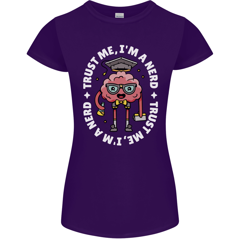 Trust Me I'm a Nerd Geek Graduate Brainy Womens Petite Cut T-Shirt Purple