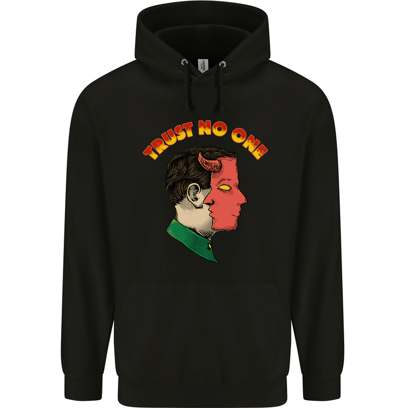 Trust No One Devil Demon 2 Faced Satan Childrens Kids Hoodie Black