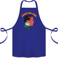Trust No One Devil Demon 2 Faced Satan Cotton Apron 100% Organic Royal Blue