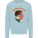Trust No One Devil Demon 2 Faced Satan Kids Sweatshirt Jumper Light Blue