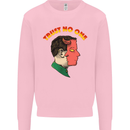 Trust No One Devil Demon 2 Faced Satan Kids Sweatshirt Jumper Light Pink