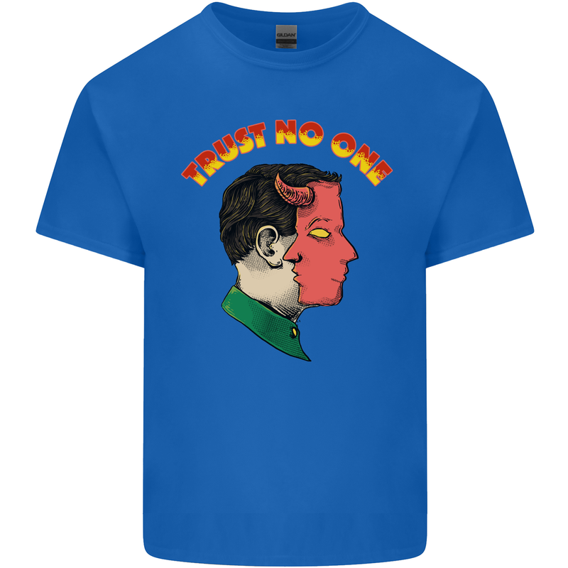 Trust No One Devil Demon 2 Faced Satan Kids T-Shirt Childrens Royal Blue