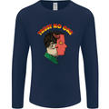 Trust No One Devil Demon 2 Faced Satan Mens Long Sleeve T-Shirt Navy Blue