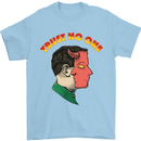 Trust No One Devil Demon 2 Faced Satan Mens T-Shirt Cotton Gildan Light Blue