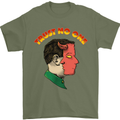 Trust No One Devil Demon 2 Faced Satan Mens T-Shirt Cotton Gildan Military Green