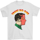 Trust No One Devil Demon 2 Faced Satan Mens T-Shirt Cotton Gildan White