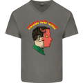 Trust No One Devil Demon 2 Faced Satan Mens V-Neck Cotton T-Shirt Charcoal