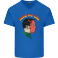 Trust No One Devil Demon 2 Faced Satan Mens V-Neck Cotton T-Shirt Royal Blue