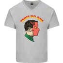 Trust No One Devil Demon 2 Faced Satan Mens V-Neck Cotton T-Shirt Sports Grey