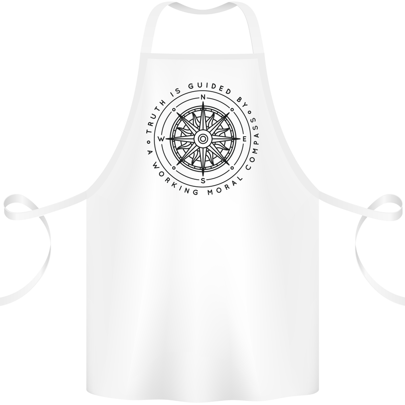 Truth is Guided By a Morale Compass Cotton Apron 100% Organic White