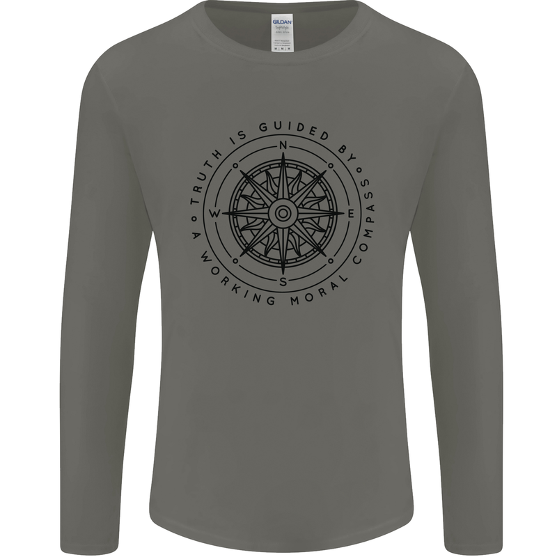 Truth is Guided By a Morale Compass Mens Long Sleeve T-Shirt Charcoal