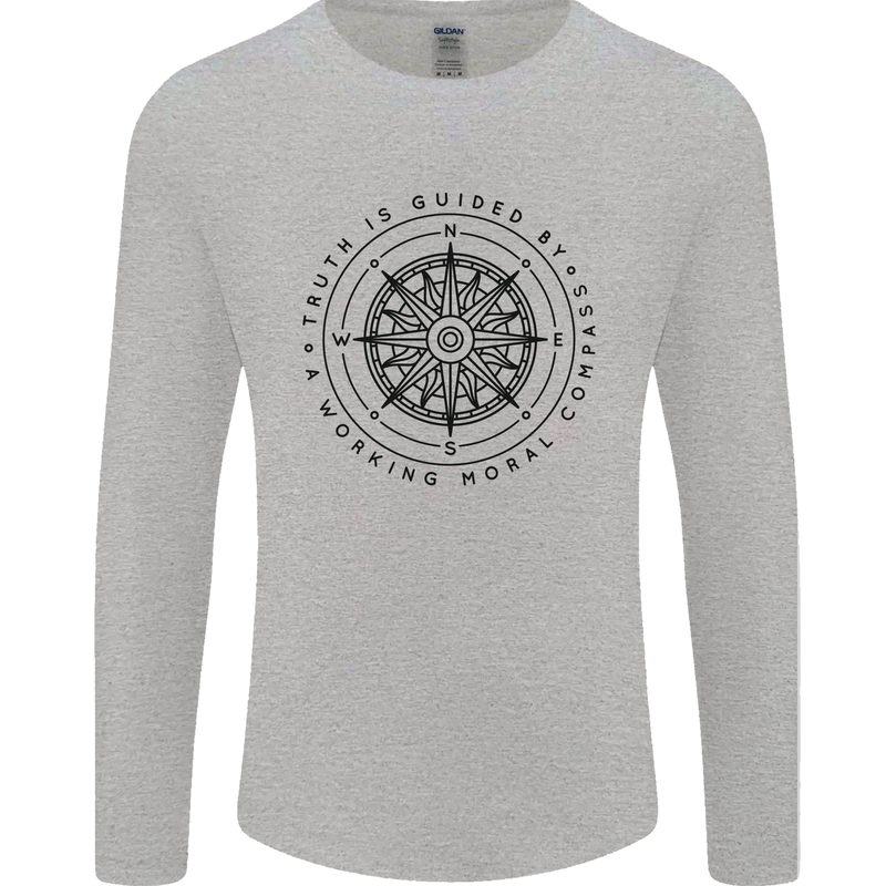 Truth is Guided By a Morale Compass Mens Long Sleeve T-Shirt Sports Grey