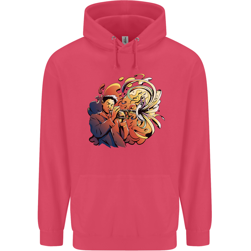 Tumpet Player Jazz Childrens Kids Hoodie Heliconia