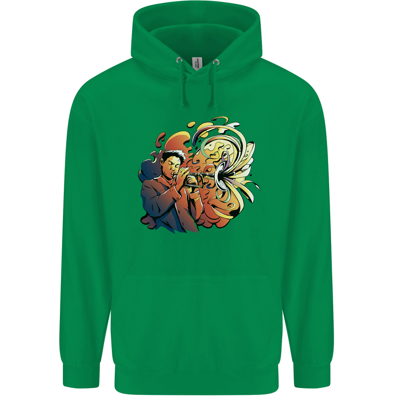 Tumpet Player Jazz Childrens Kids Hoodie Irish Green